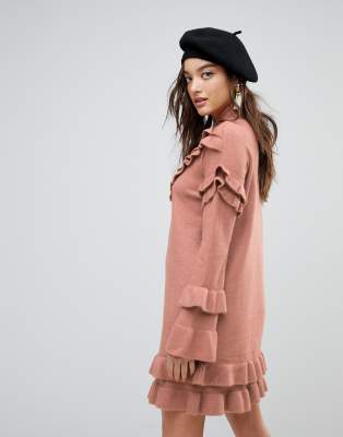 river island pink jumper dress