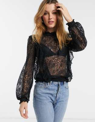 black lace dress shirt