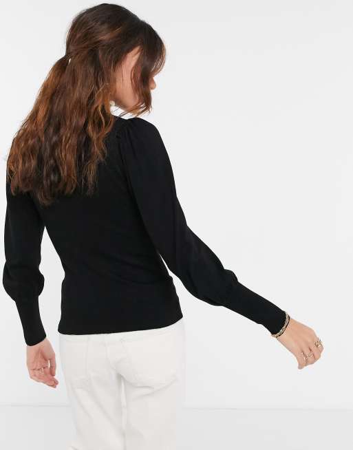 Black frill neck jumper sale