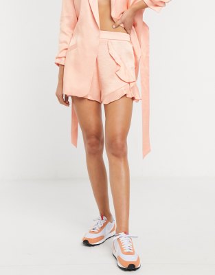 coral blazer and shorts