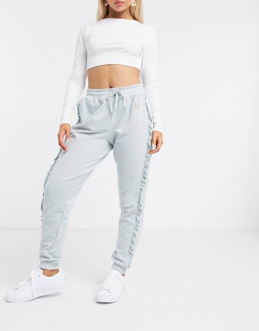 River Island frill side co ord jogger in blue ASOS