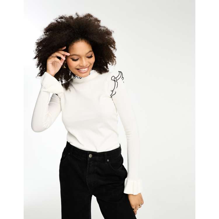 Black frill sleeve jumper deals