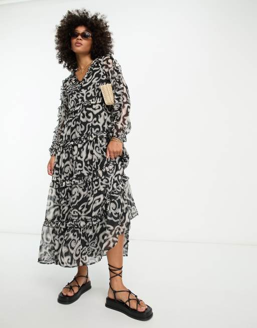 River island store frill midi dress