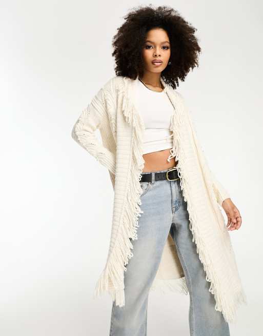 Long 2025 fringe cardigan