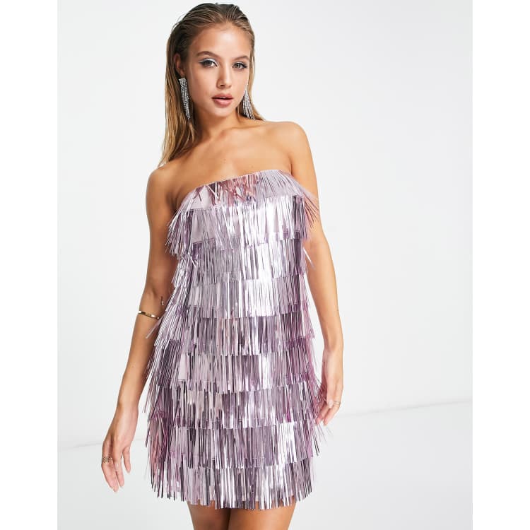 Topshop sequin fringe bandeau on sale dress