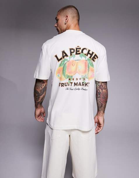 River Island fruit market back print t-shirt in ecru - view 1