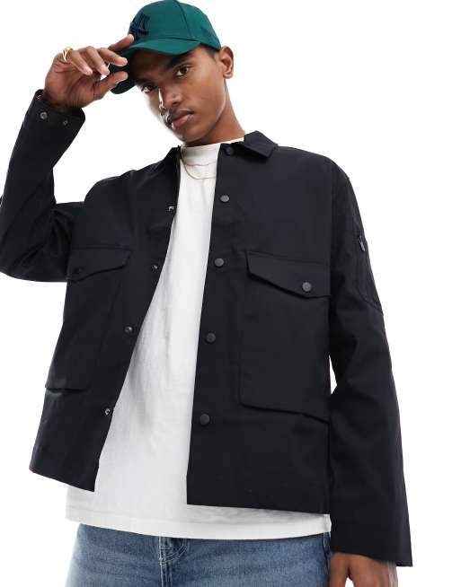 River Island – Funktions-Hemdjacke in Schwarz