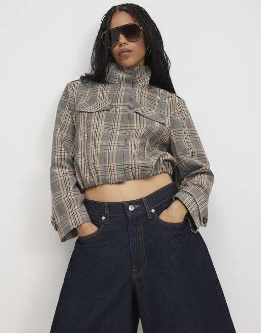 River Island Funnel neck bomber jacket in grey, 3 of 4