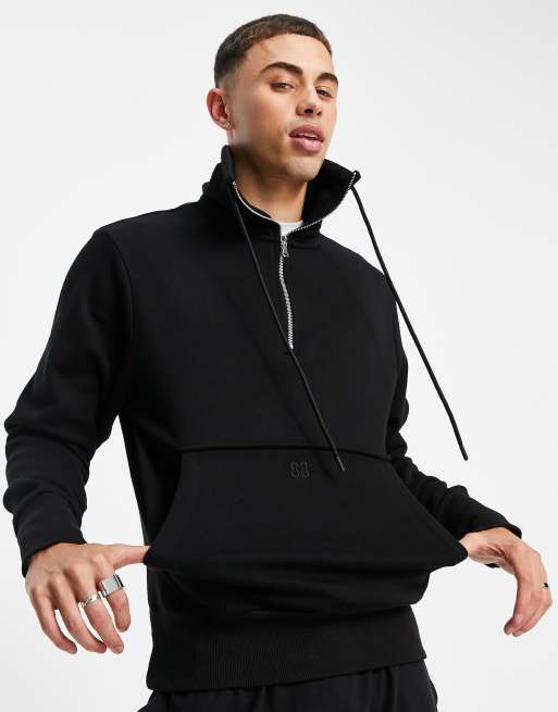 River island funnel neck sweat in black