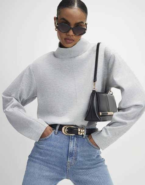River Island Funnel neck top in grey - marl - view 1