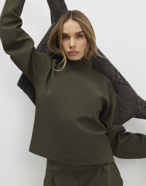 River Island Funnel neck top in khaki - view 1