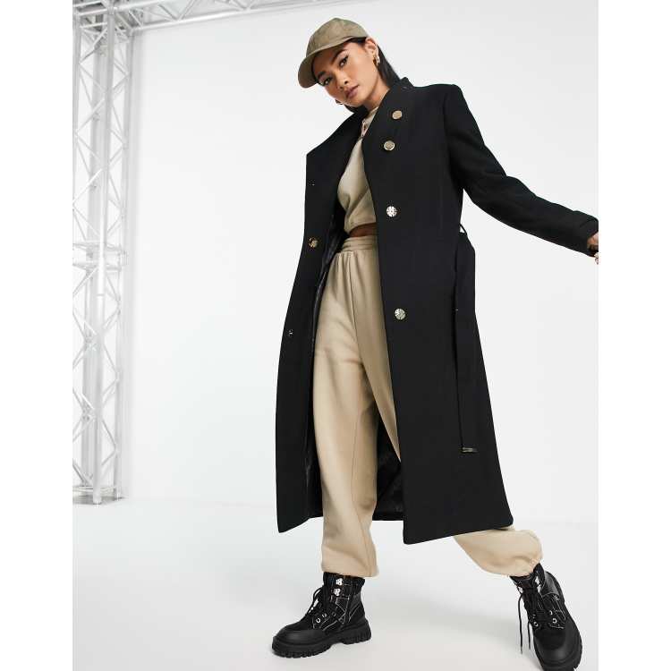 River island black trench clearance coat