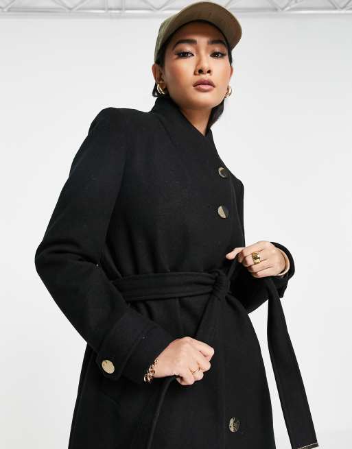 Black funnel clearance neck coat women's