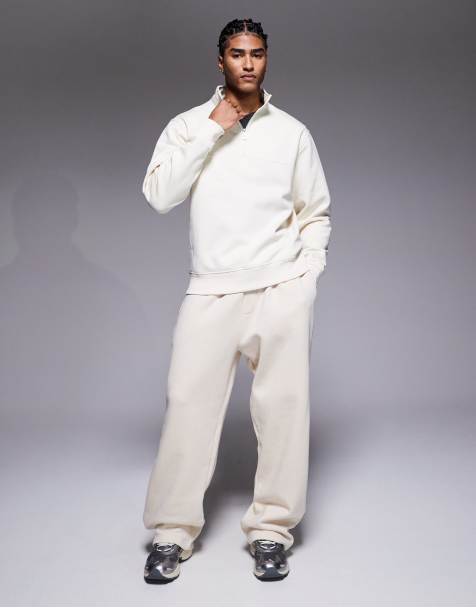 River Island funnel tracksuit set in ecru - view 1