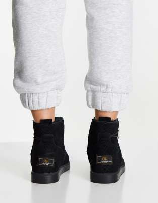 river island black suede faux fur lined boots