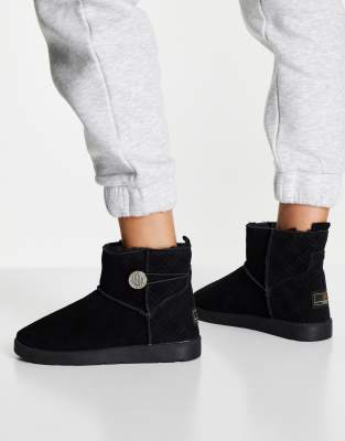 black suede fur lined ankle boots