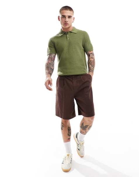 River Island - Gebreide polo met textuur in groen - view 1