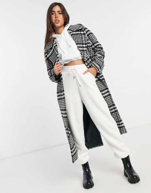 River Island – Gebürsteter Oversize-Maximantel in Schwarz