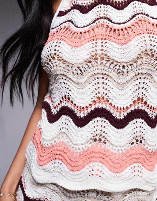 River Island - Gehaakt hemdje met koraalkleurige chevronprint, 3 van 4