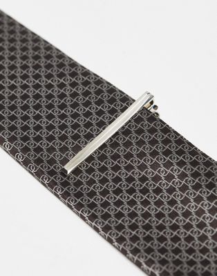 River Island geo tie and clip set in brown - ASOS Price Checker