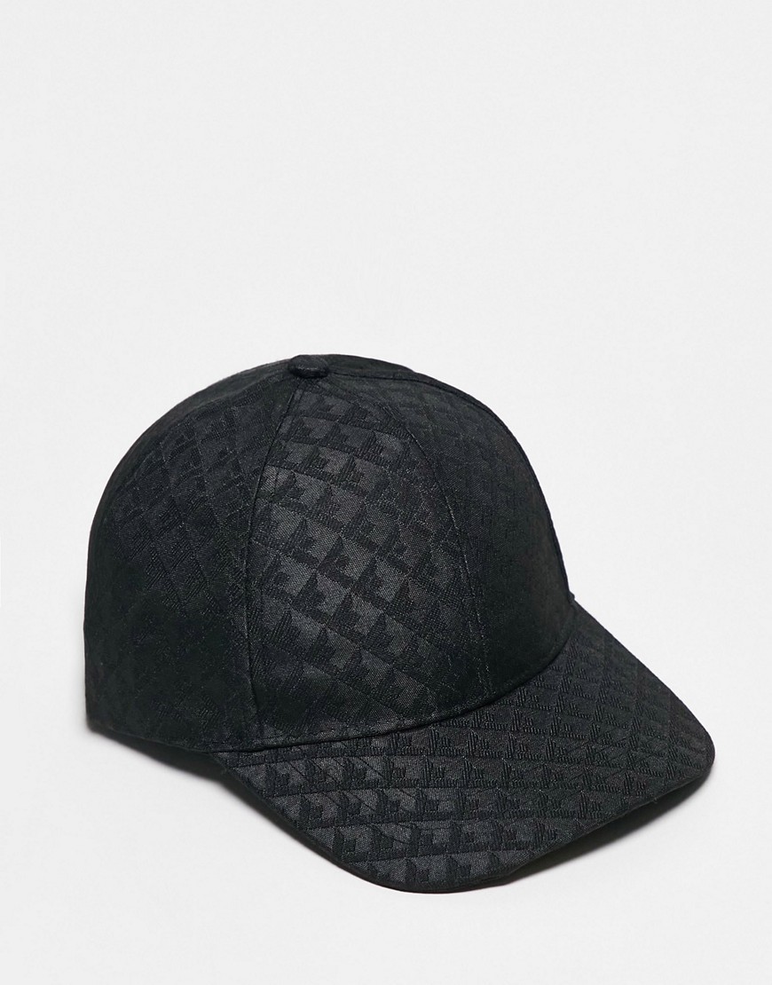 River Island geometric jacquard cap in black