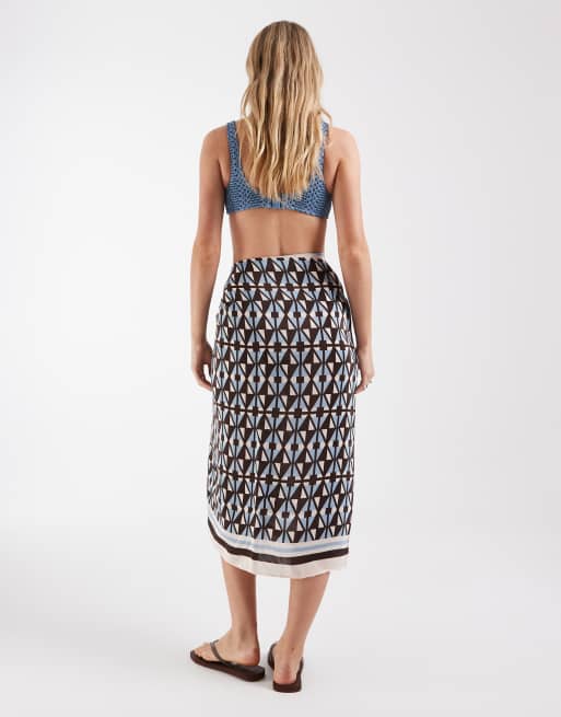 River Island geometric print sarong in brown, 4 of 4