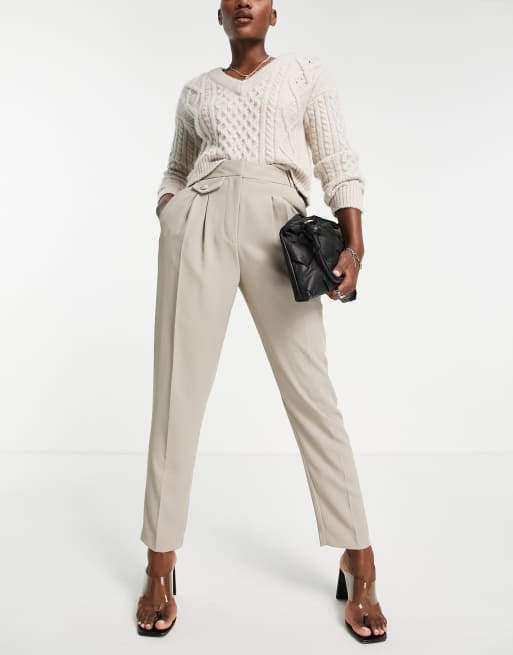 River Island - Geplooide broek in beige