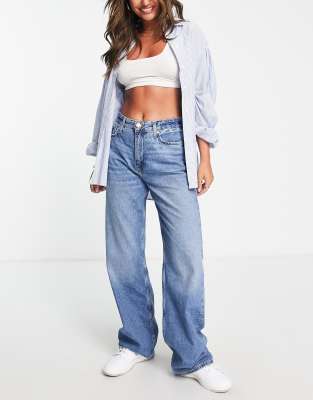 River Island - Gerade Jeans im Stil der 90er in Blau