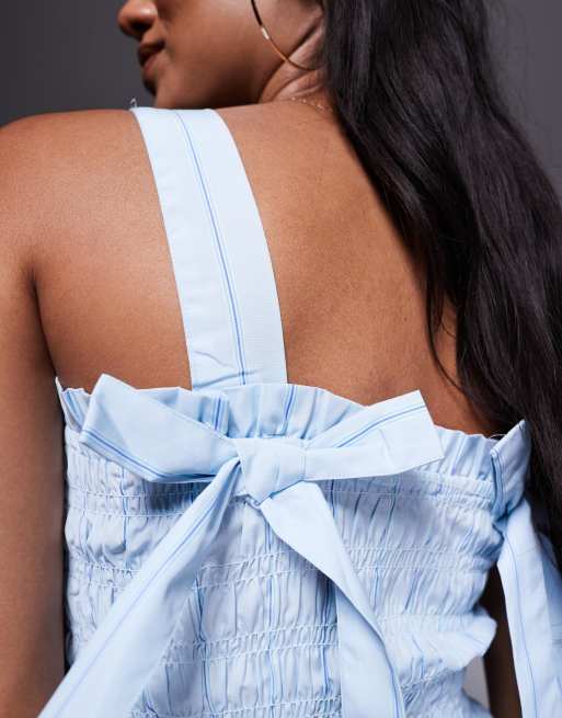 River Island - Gesmokte mini jurk in blauw, 3 van 4