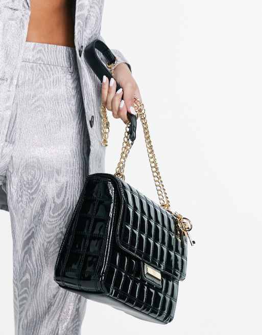 River Island – Gesteppte Schultertasche mit Kettenriemen in Schwarz, 3 von 4