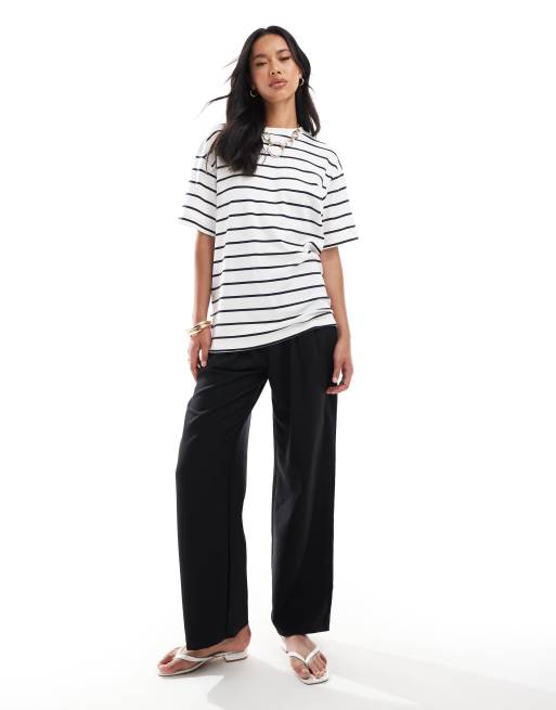 River Island - Gestreept boyfriend T-shirt in zwart en wit, 3 van 4
