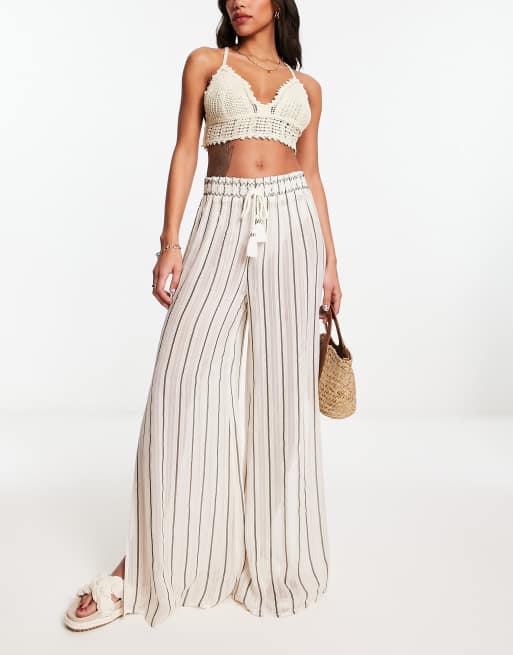 River Island – ASOS Weiß, | Palazzo-Hose in Gestreifte Kombiteil