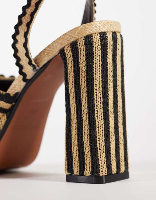 River Island – Gestreifte Sandalen aus Bast in Schwarz mit Plateausohle, 3 von 4