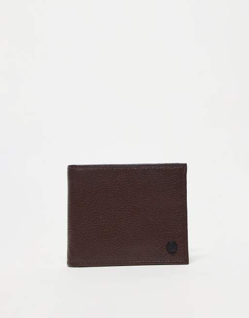 River Island - Gevouwen portemonnee van leer met kiezelstructuur in bruin