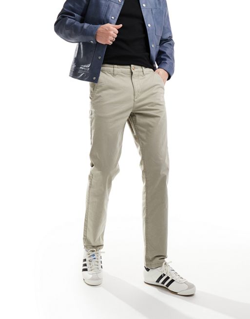 River Island – Gewaschene Chinos in Stein