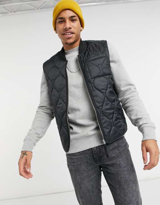 River Island - Gewatteerd gilet in zwart