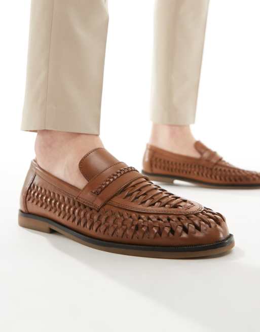 River Island – Gewebte Loafer in Hellbraun