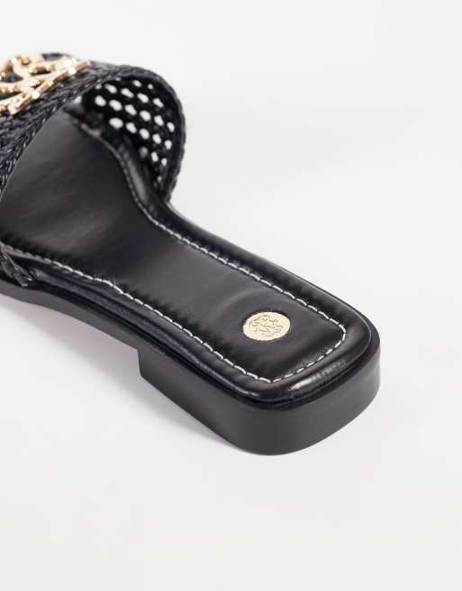 River Island - Geweven sandalen met logo in zwart, 4 van 4