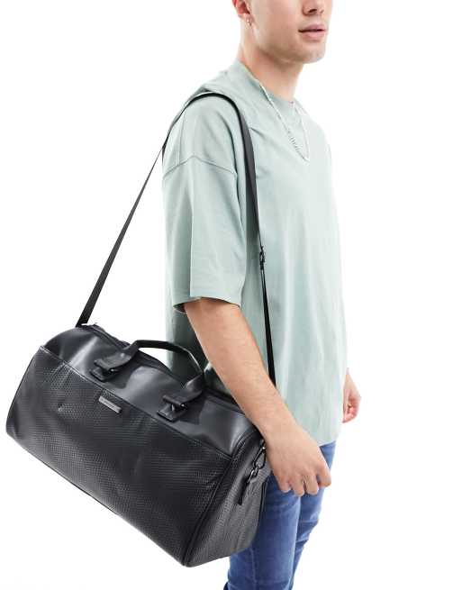 River Island - Geweven weekendtas in zwart