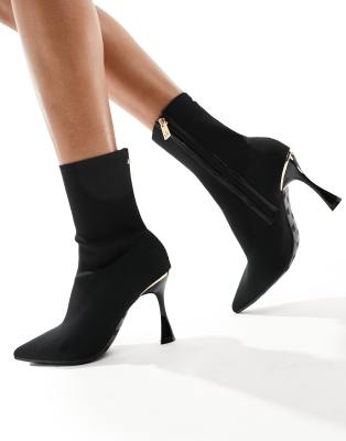 River Island - Gewirkte Ankle-Boots in Schwarz