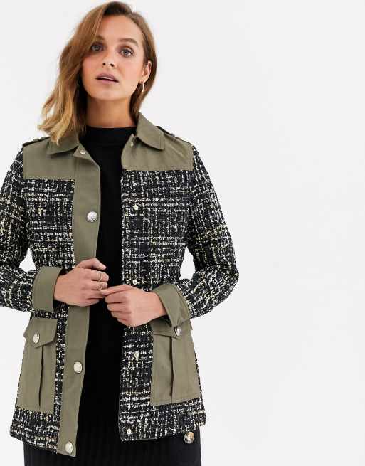 River Island - Giacca stile militare in blouclé kaki