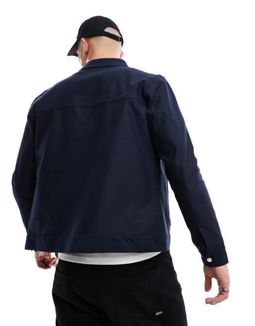 River Island - Giacca western in misto lino blu navy, 4 di 4