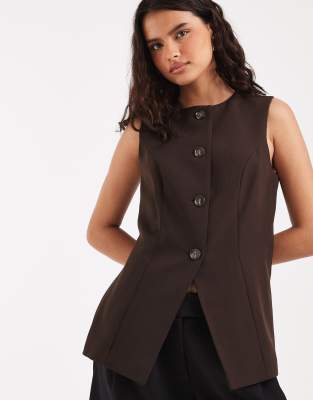 Gilet de costume à poches - Marron 36
