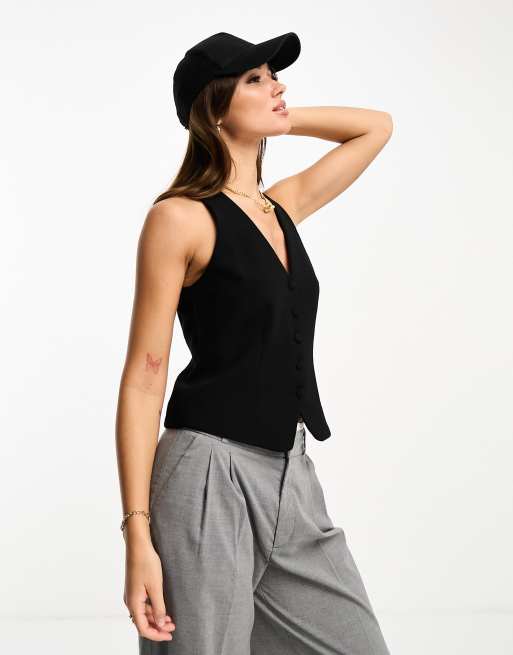 River Island - Gilet de costume boutonné - Noir