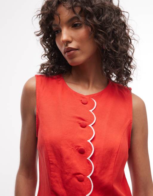 River Island - Gilet de tailleur à bords festonnés - Rouge, 2 de 4