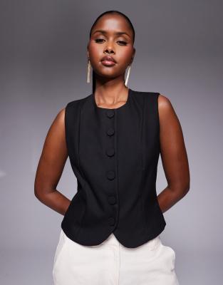 Gilet de tailleur à col montant - Noir 36