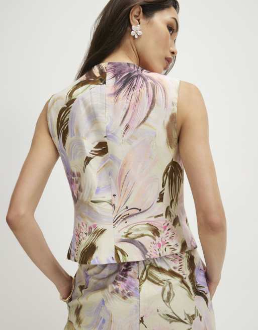 River Island - Gilet de tailleur d'ensemble à fleurs avec col montant - Rose, 4 de 4