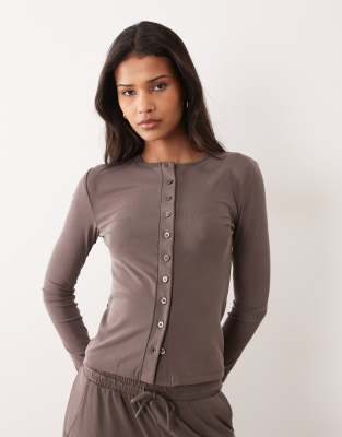 Gilet d'ensemble doux au toucher - Marron foncé-Brown S
