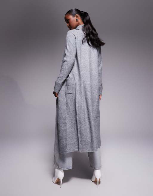 River Island - Gilet long style châle - Gris, 4 de 4