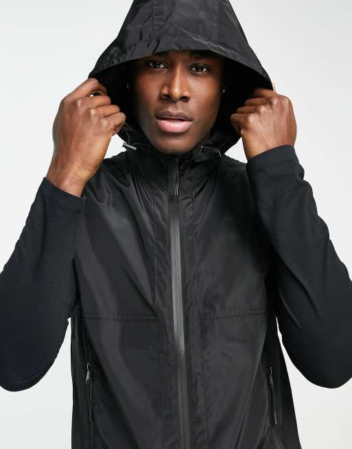 River Island - Gilet nero con cappuccio